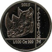 10 Amafaranga Rhinoceros; palladium reverse image