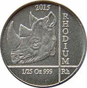10 Amafaranga Rhinoceros; rhodium reverse image