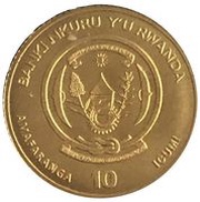 10 Amafaranga Gorilla; dime obverse image