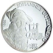 1000 Francs CFA Johannes Gutenberg, Benin, 1999 reverse image