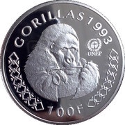 100 Francs Gorilla reverse image
