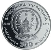 500 Amafaranga Year of the Snake; longevity obverse image