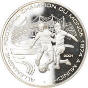 1000 Francs CFA German Football Champion of the World 1974 in Munich, Benin, 2001 reverse image