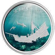 2 Dollars - Elizabeth II Shipwreck; Colored version reverse image