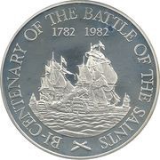 20 Dollars - Elizabeth II Battle of the Saints; Silver Proof Issue, Saint Kitts and Nevis, 1982 reverse image