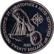 20 Dollars - Elizabeth II Independence, Saint Kitts and Nevis, 1983 reverse image