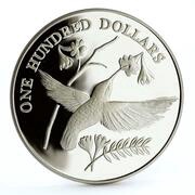 100 Dollars - Elizabeth II Carib Hummingbird, Saint Kitts and Nevis, 1988 reverse image