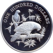 100 Dollars - Elizabeth II Amazon Parrots, Saint Lucia, 1988 reverse image