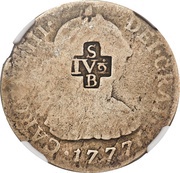 4½ Bits Counterstamp on Peru 2 Reales KM# 76 obverse image