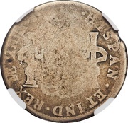 4½ Bits Counterstamp on Peru 2 Reales KM# 76 reverse image