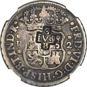 4½ Bits Counterstamp on Mexico 2 Reales KM# 86.1 obverse image