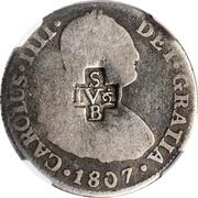 4½ Bits Counterstamp on Peru 2 Reales KM# 95 obverse image