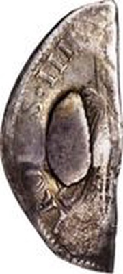 ½ Dollar Countermark on 1/3-cut Spanish or Spanish Colonial 8 Reales, with plug reverse image