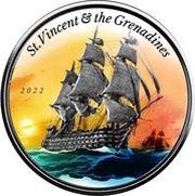 2 Dollars - Elizabeth II Warship; Colourized reverse image