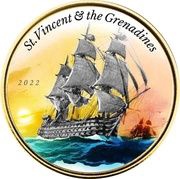 10 Dollars - Elizabeth II Warship; Colourized reverse image