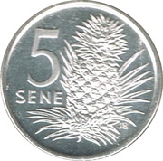5 Sene - Tanumafili II Silver Proof issue reverse image