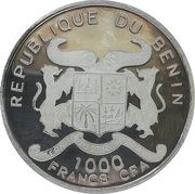 1000 Francs CFA Mountain chameleon obverse image