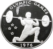 1 Tala - Tanumafili II Weightlifting; Silver Proof issue, Samoa, 1976 reverse image