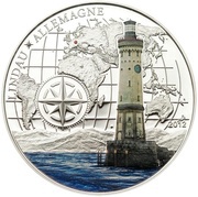 1000 Francs CFA Lindau Lighthouse, Benin, 2012 reverse image