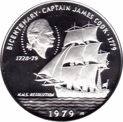 10 Tālā - Tanumafili II Captain James Cook; Silver Proof issue reverse image