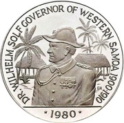 10 Tala - Tanumafili II Dr. Wilhelm Solf; Silver Proof issue, Samoa, 1980 reverse image
