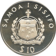 10 Tala - Tanumafili II XXV Summer Olympics - Shot Putter obverse image