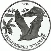 10 Tala - Tanumafili II Flying Bat, Samoa, 1994 reverse image