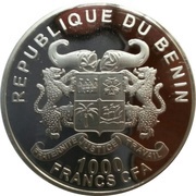 1000 Francs CFA Elephant of Benin obverse image