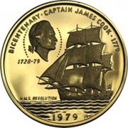 100 Tala - Tanumafili II Captain James Cook, Samoa, 1979 reverse image