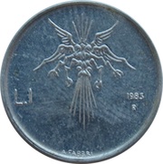 1 Lira Threat of Nuclear War, San Marino, 1983 reverse image