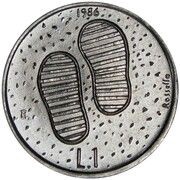 1 Lira Moon Landing reverse image