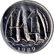 1 Lira Monte Titano, San Marino, 1989 reverse image