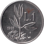 1 Lira Olive Seedling, San Marino, 1993 reverse image