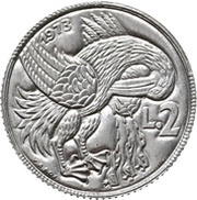 2 Lire Against Hunger in the World, San Marino, 1973 reverse image