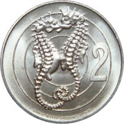 2 Lire Seahorse, San Marino, 1975 reverse image
