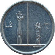 2 Lire Threat of Nuclear War, San Marino, 1983 reverse image