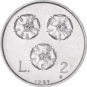2 Lire Fiorentino, San Marino, 1987 reverse image