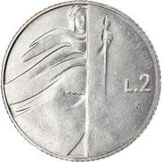 2 Lire Freedom, San Marino, 1990 reverse image