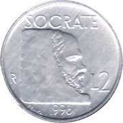 2 Lire Socrates, San Marino, 1996 reverse image