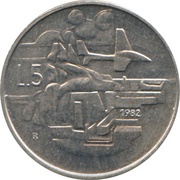 5 Lire Ecology, San Marino, 1982 reverse image