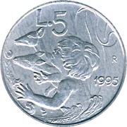 5 Lire Protection of the Environment, San Marino, 1995 reverse image
