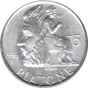 5 Lire Plato reverse image