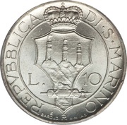 10 Lire, San Marino, 1931-1938 reverse image
