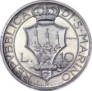 10 Lire Prova, San Marino, 1936-1938 reverse image