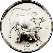 10 Lire Trial Strike, San Marino, 1972 reverse image