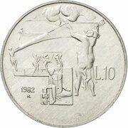 10 Lire Protection and Education of Children, San Marino, 1982 reverse image
