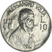 10 Lire Alessandro Volta, San Marino, 1984 reverse image