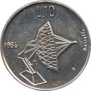 10 Lire Radio Telescope, San Marino, 1986 reverse image
