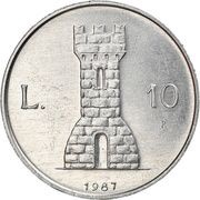 10 Lire Serravalle, San Marino, 1987 reverse image
