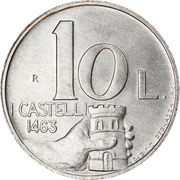 10 Lire, San Marino, 1991 reverse image